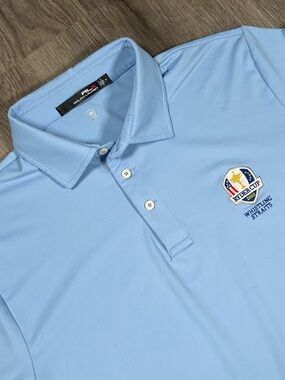 RLX Ralph Lauren Ryder Cup Polo Shirt Men M Blue PGA Golf 2020 Whistling Straits